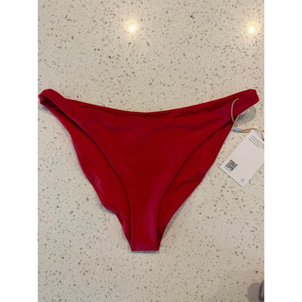 Quince Cherry Red Italian Low-Rise Bikini Bottom S